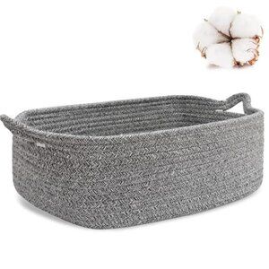 Rope Storage Basket, 14.2''x 11''x 5.1'' Cotton Woven Dog Cat Toy Bins,Cube Soft